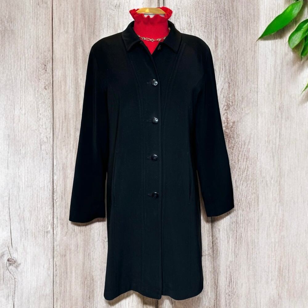 Fleet Street Women's Black Knee-Length Trench Coat Button-Front Lined Size M